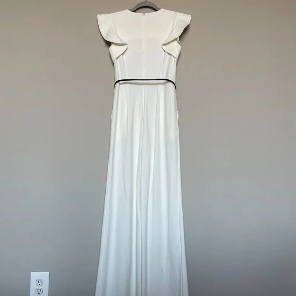 Calvin Klein Cream Jumpsuit with Black Belt - Picture 3 of 4